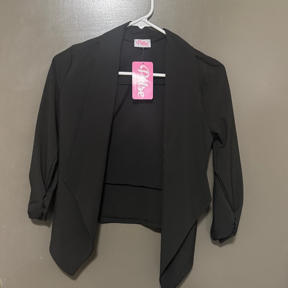Pulse Women's Elegant Black Draped Blazer